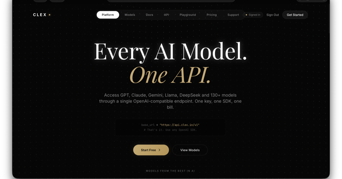 CLEX AI — Every AI Model, One API | OpenAI-Compatible Gateway